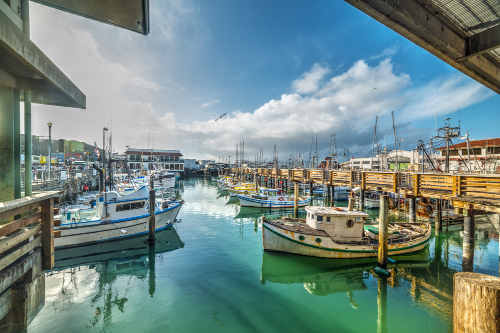 Łodzie w Fisherman's wharf w San Francisco. Kalifornia, USA, licencja: shutterstock/By Gabriele Maltinti