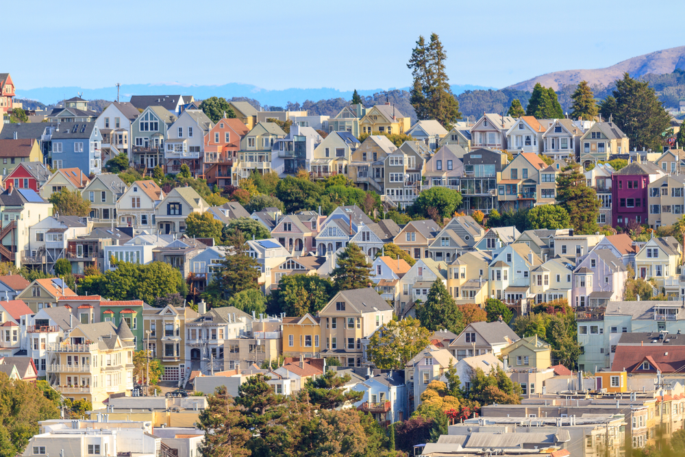 Widok z góry na domy w San Francisco