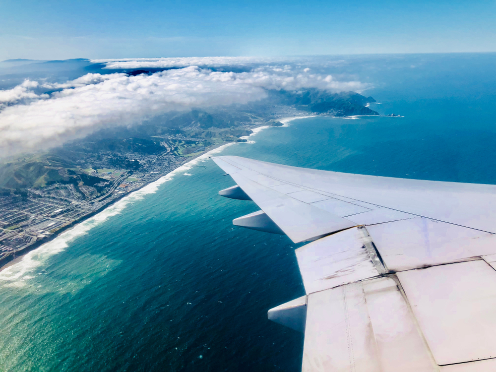 Widok z samolotu na San Francisco