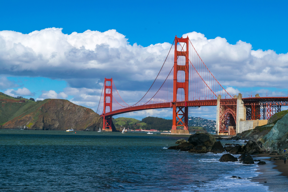 Golden Gate Park i Golden Gate Bridge, San Francisco, Kalifornia, USA