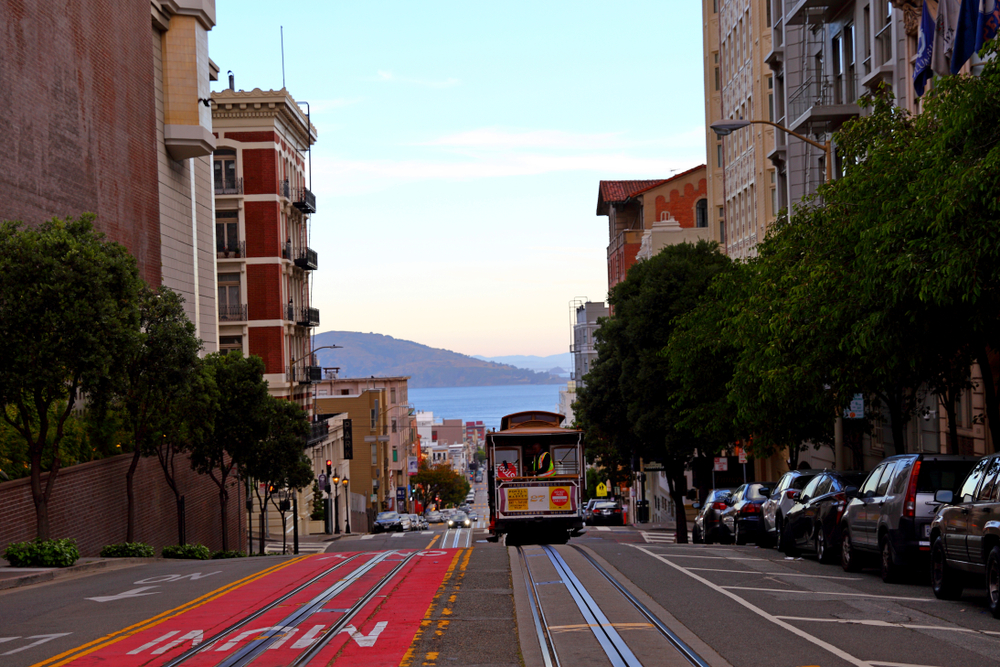 San Francisco Cable Cars on the street in SAN FRANCISCO  CALIFORNIA, USA